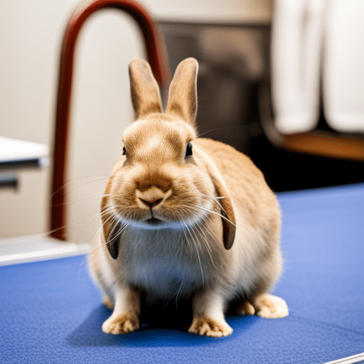 A rabbit with pressure sores on its hind legs
