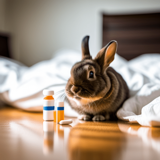 An image of medication for a pet rabbit with hind limb paralysis, including pet rabbit can't move back legs