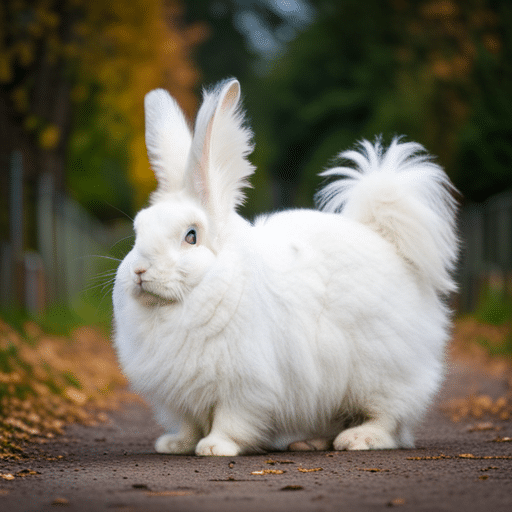 A Giant Angora Rabbit with its long, fluffy fur