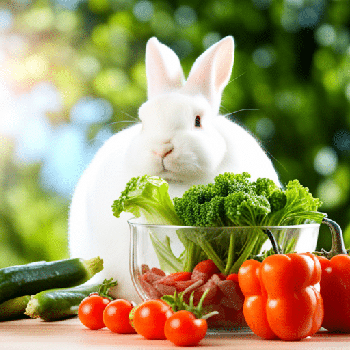 A bowl of fresh vegetables, a balanced diet for adult rabbits