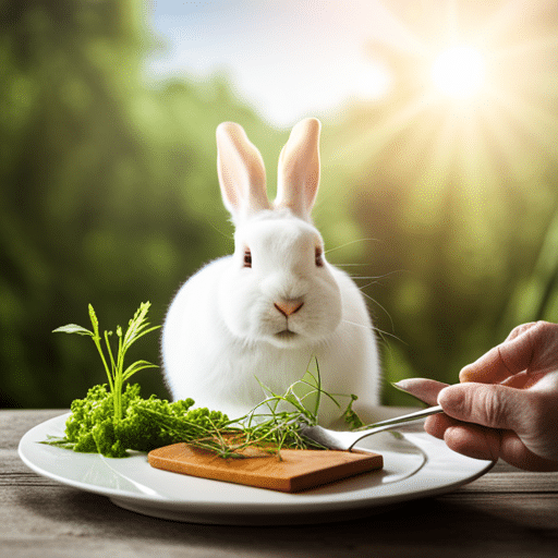 A plate with fresh grasses and greens for a pet rabbit