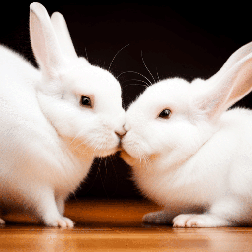 Two bonded rabbits playing together