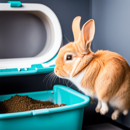A picture of a rabbit digging in its litter box, demonstrating natural behavior and why do rabbits dig in their litter box