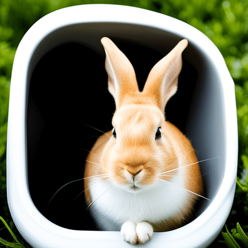 An image of a rabbit sitting outside the litter box, indicating rabbit stopped pooping in litter box due to stress factors.