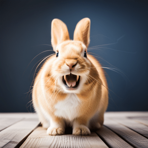 A picture of a rabbit with its mouth open, indicating how to know when your rabbit is hungry