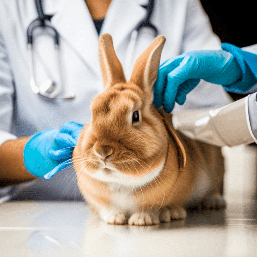 A rabbit getting regular health checkups and being neutered or spayed