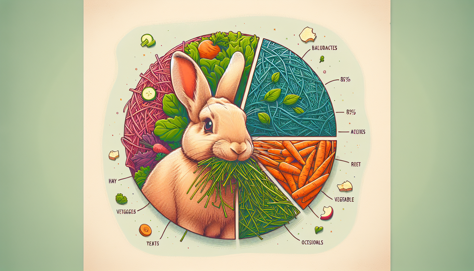 Illustration of a balanced rabbit diet