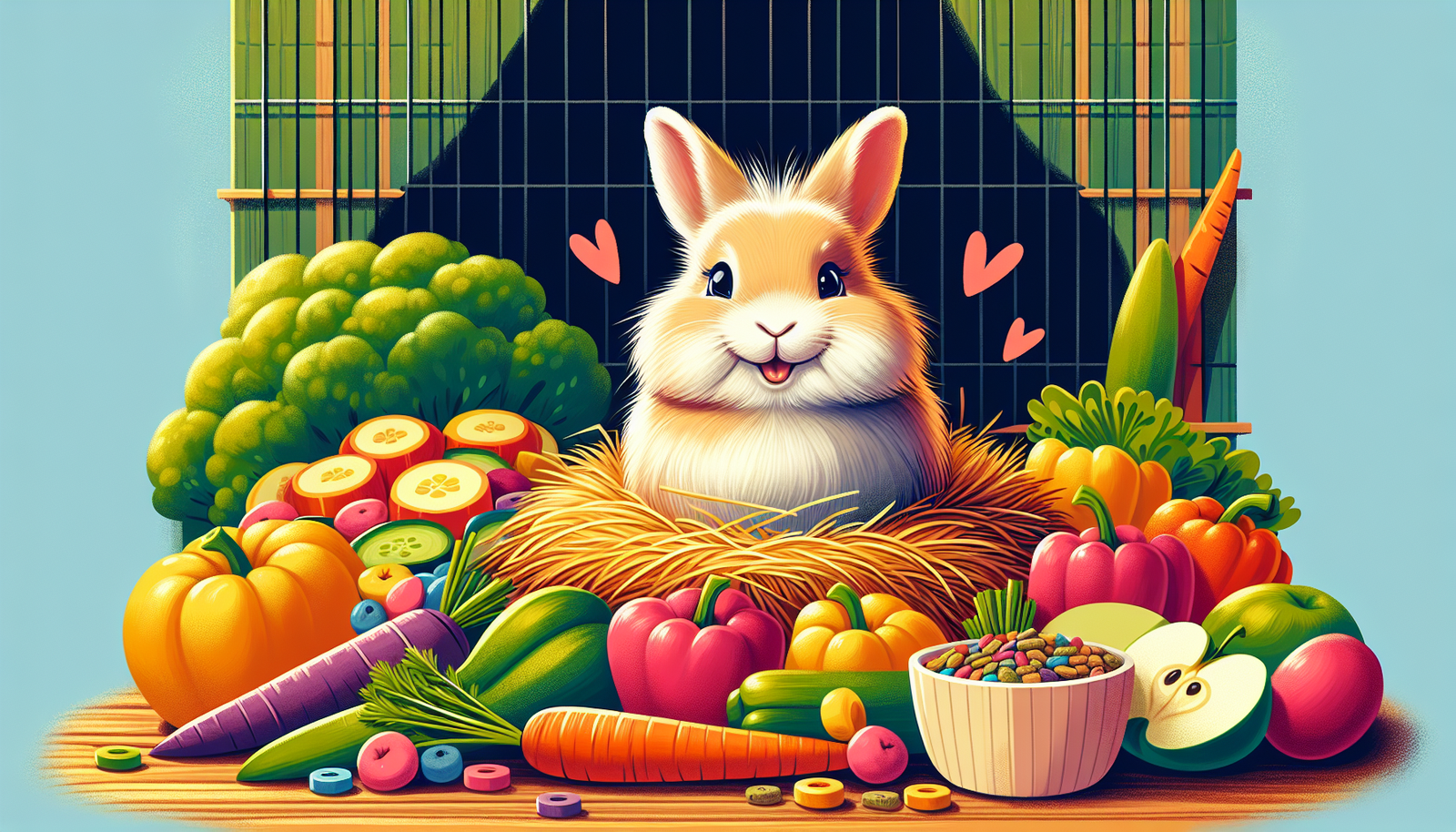 Illustration of balanced rabbit diet