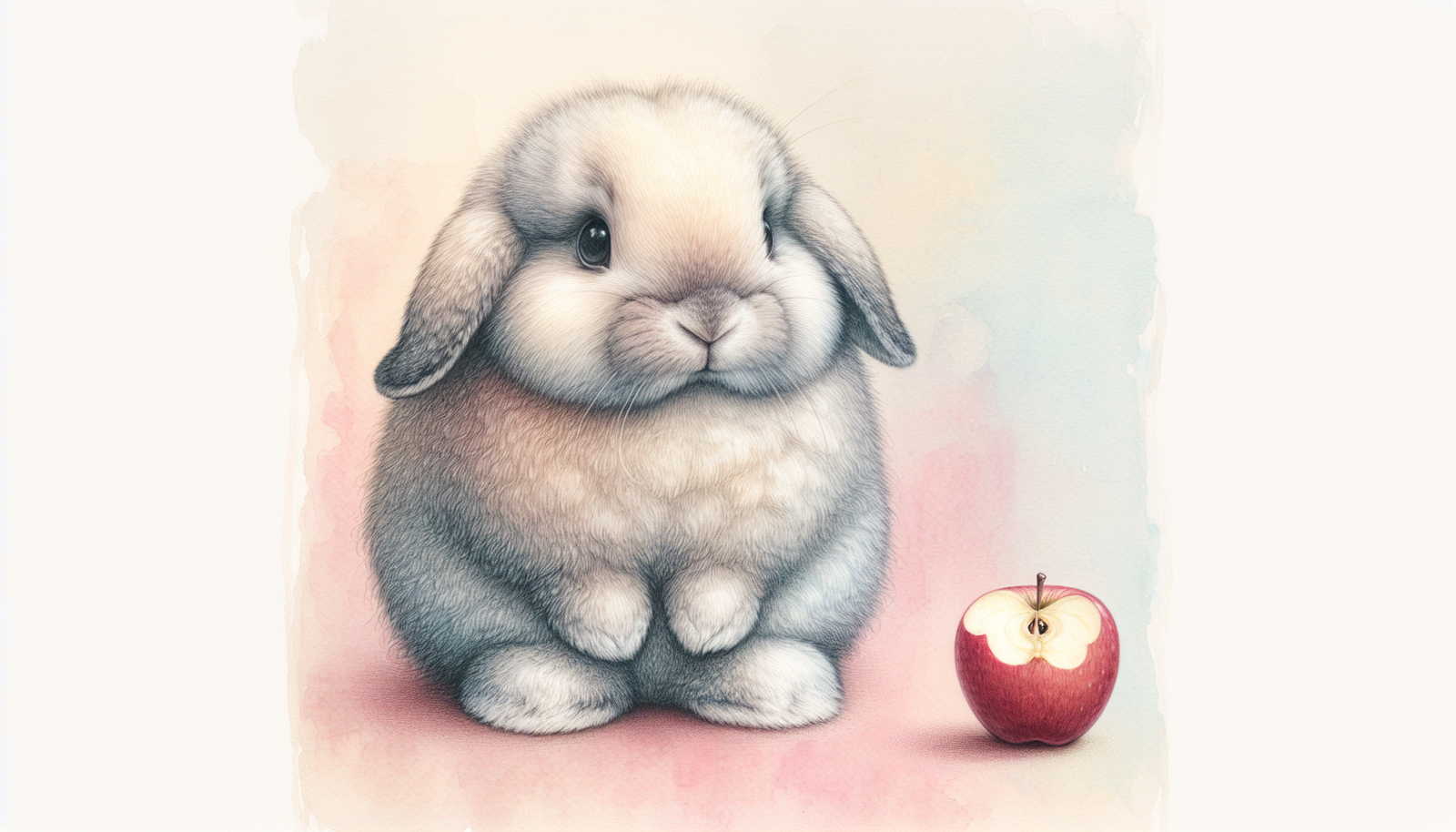 Illustration of a rabbit with a small portion of apple
