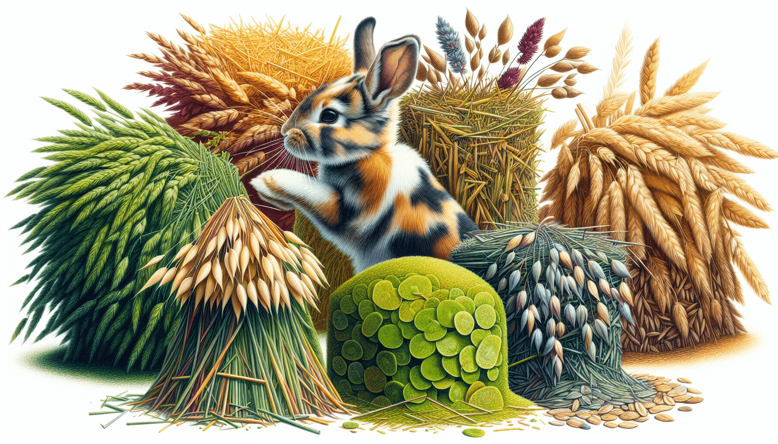 Artistic representation of various types of hay