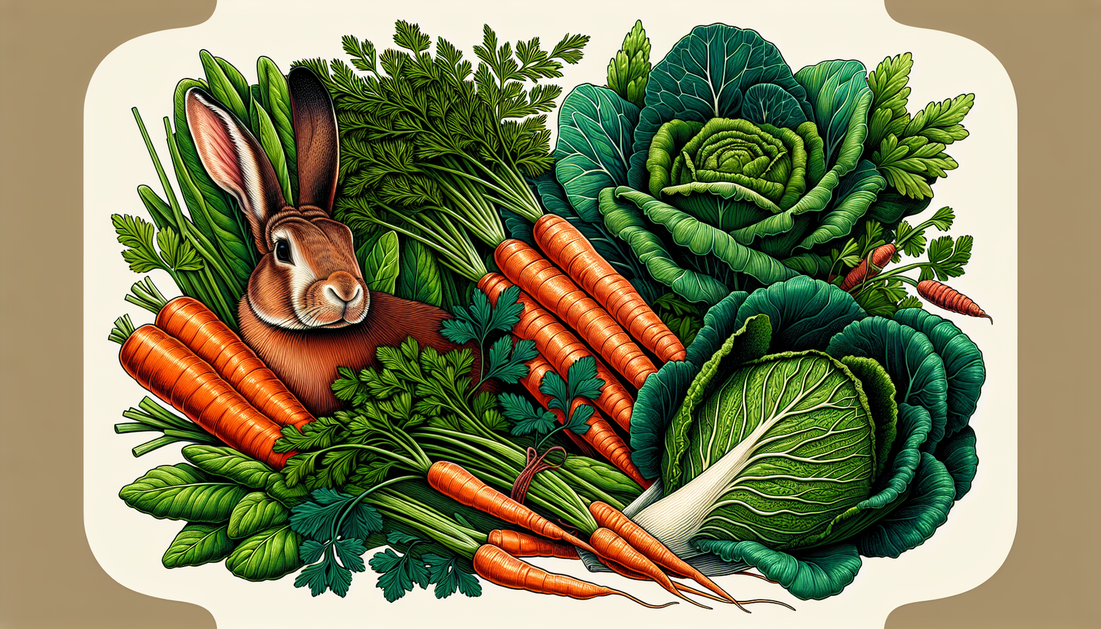 Illustration of fresh vegetables and leafy greens