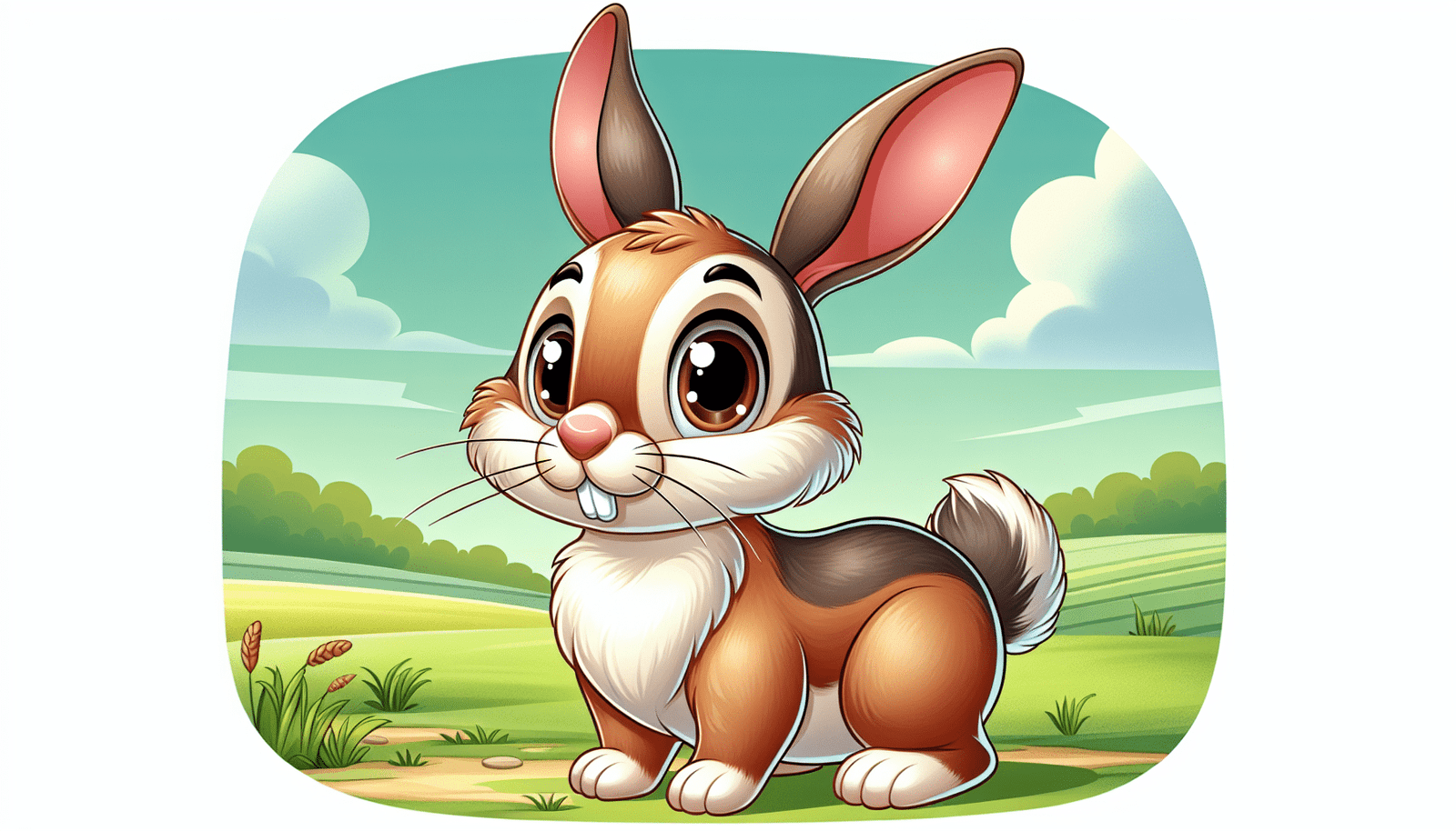 Cartoon illustration of a male rabbit called a buck