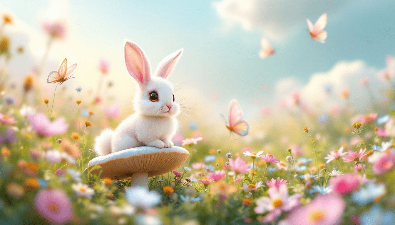 A serene environment with a bunny providing emotional support.