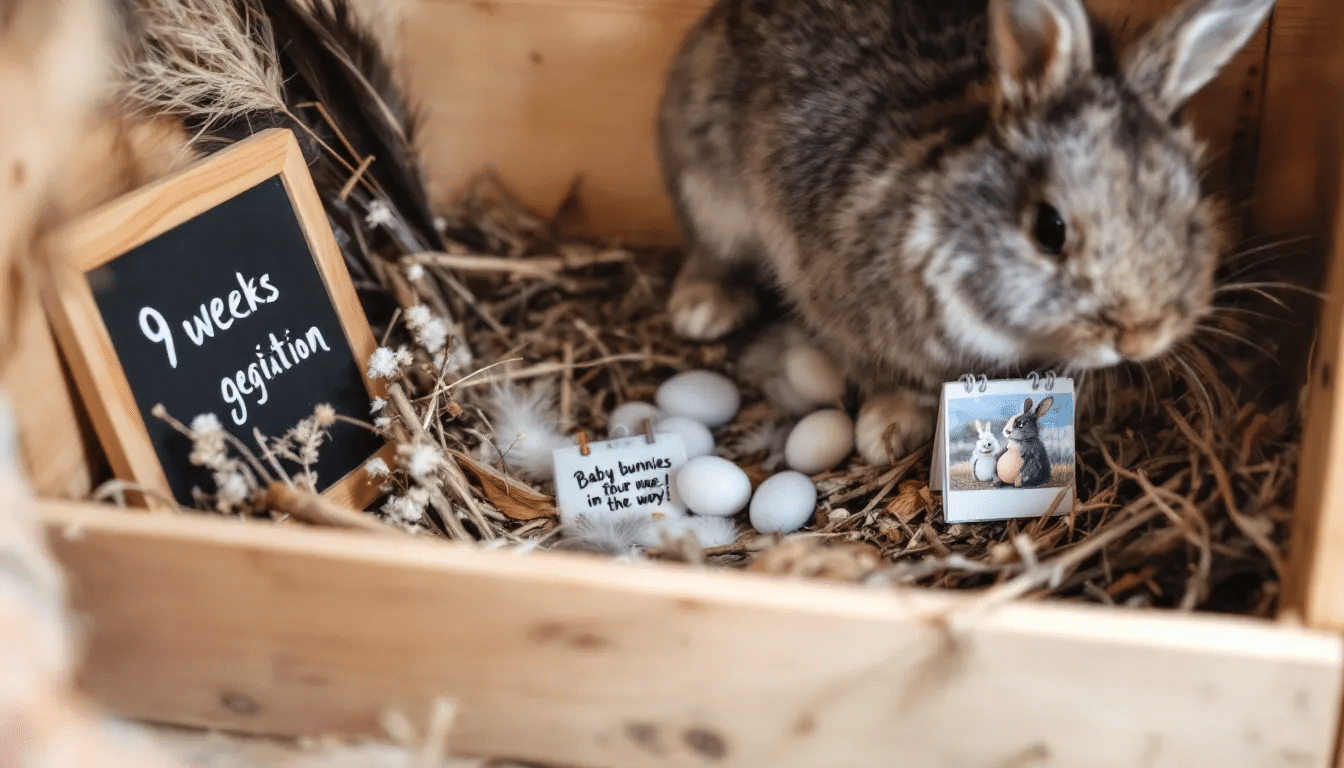 A mother rabbit preparing a nesting box for her upcoming babies.