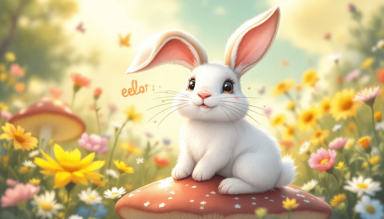 A rabbit demonstrating body language that complements its sounds, with a focus on its ears and posture.